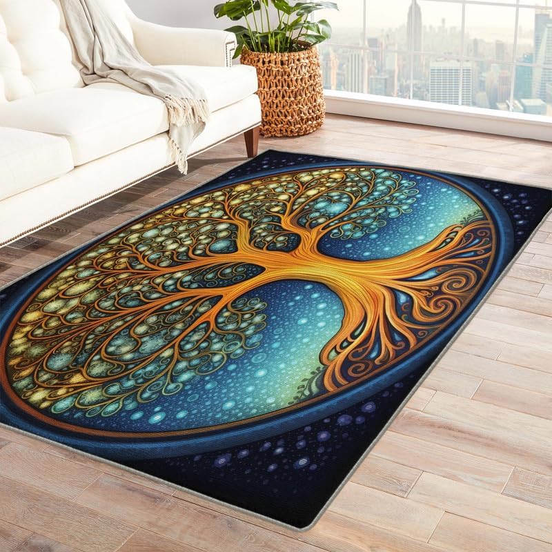 Washable Rugs for Entryway Living Room Bedroom, Leaf Rug & Home Decor, Green Leaves Area Rug 2x3, Non Slip Soft Low Pile Non-Shedding Indoor Door Mat, Decorative Area Rugs