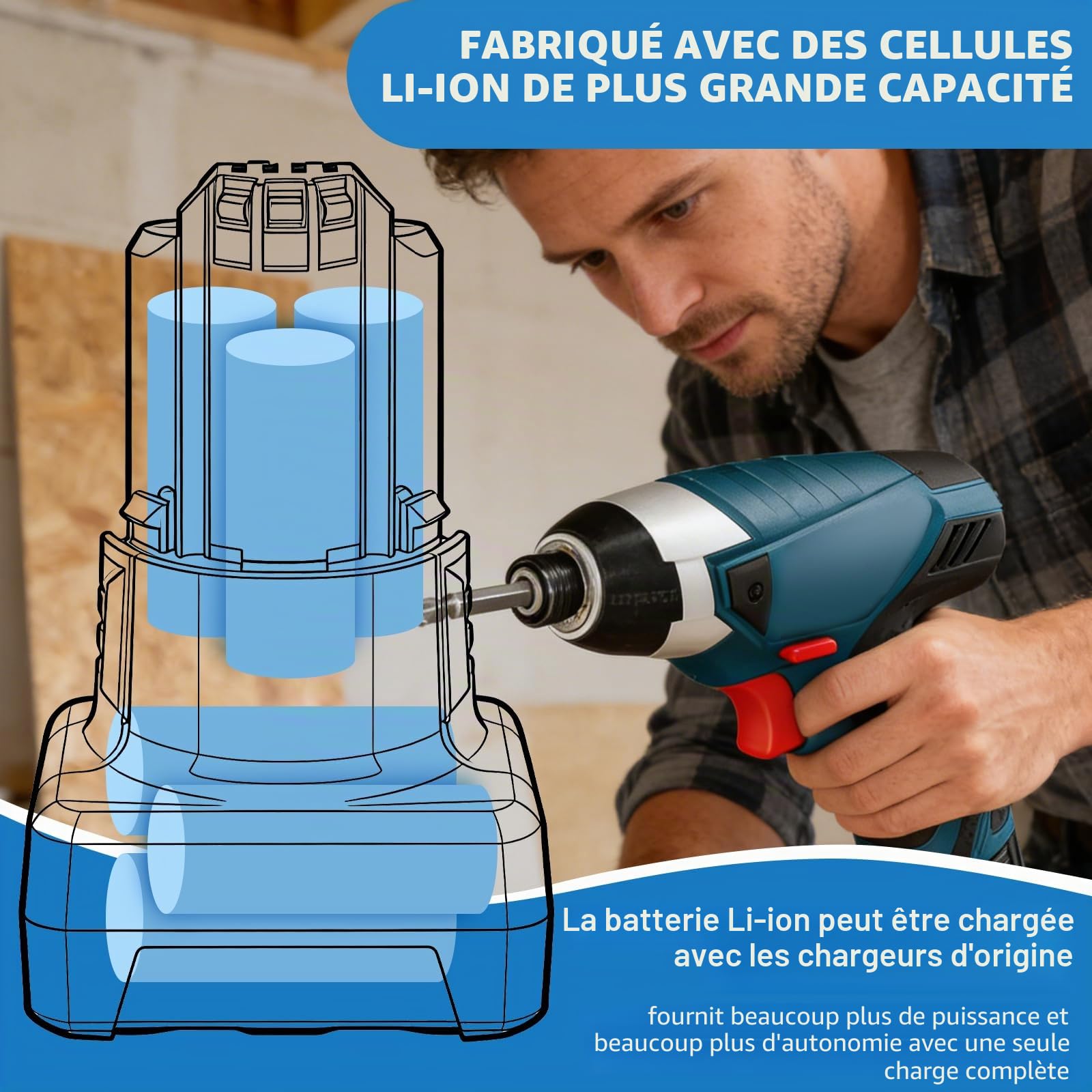 6.0Ah Batterie Li-ION pour Bosch 12V BAT420, BAT411A, BAT412, BAT413, BAT411, GBA, GSR, GSA et GST 12V.