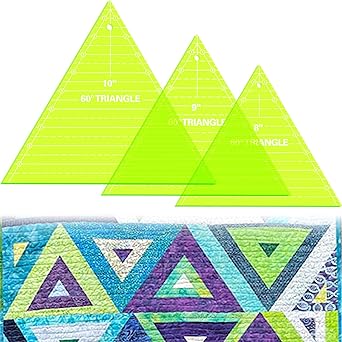 Amazon.com: Kigley 3 Pcs 60 Degree Triangle Ruler for Quilting 8 9 10 ...
