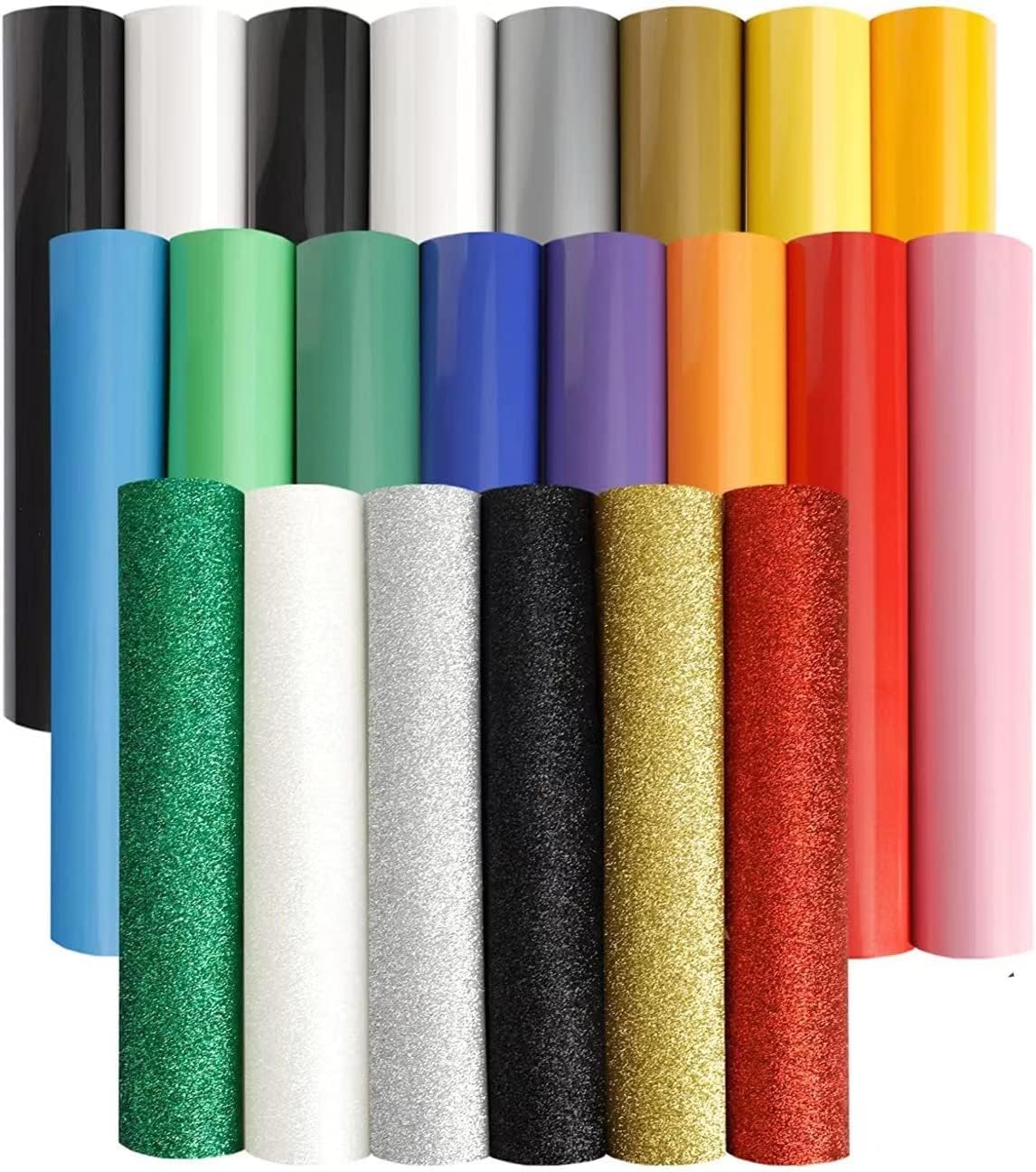 16pcs PU & 6pcs Glitter Heat Transfer Vinyl
