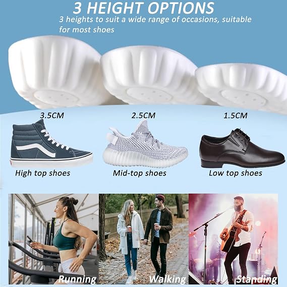 Height Increase Insoles Soft Memory Foam Shoe Insoles for Men and Women,Comfort Heel Lift Insoles,Breathable,Shock Absorption,Heel Cushion (Black 1.5CM, 7-9.5UK)