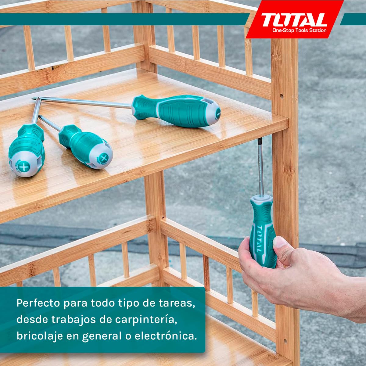 TOTAL - Juego de Destornilladores - Contiene 18 Piezas - Cromo Vanadio - Punta Imantada - Mango Ergonómico - Ideales para Uso Intensivo