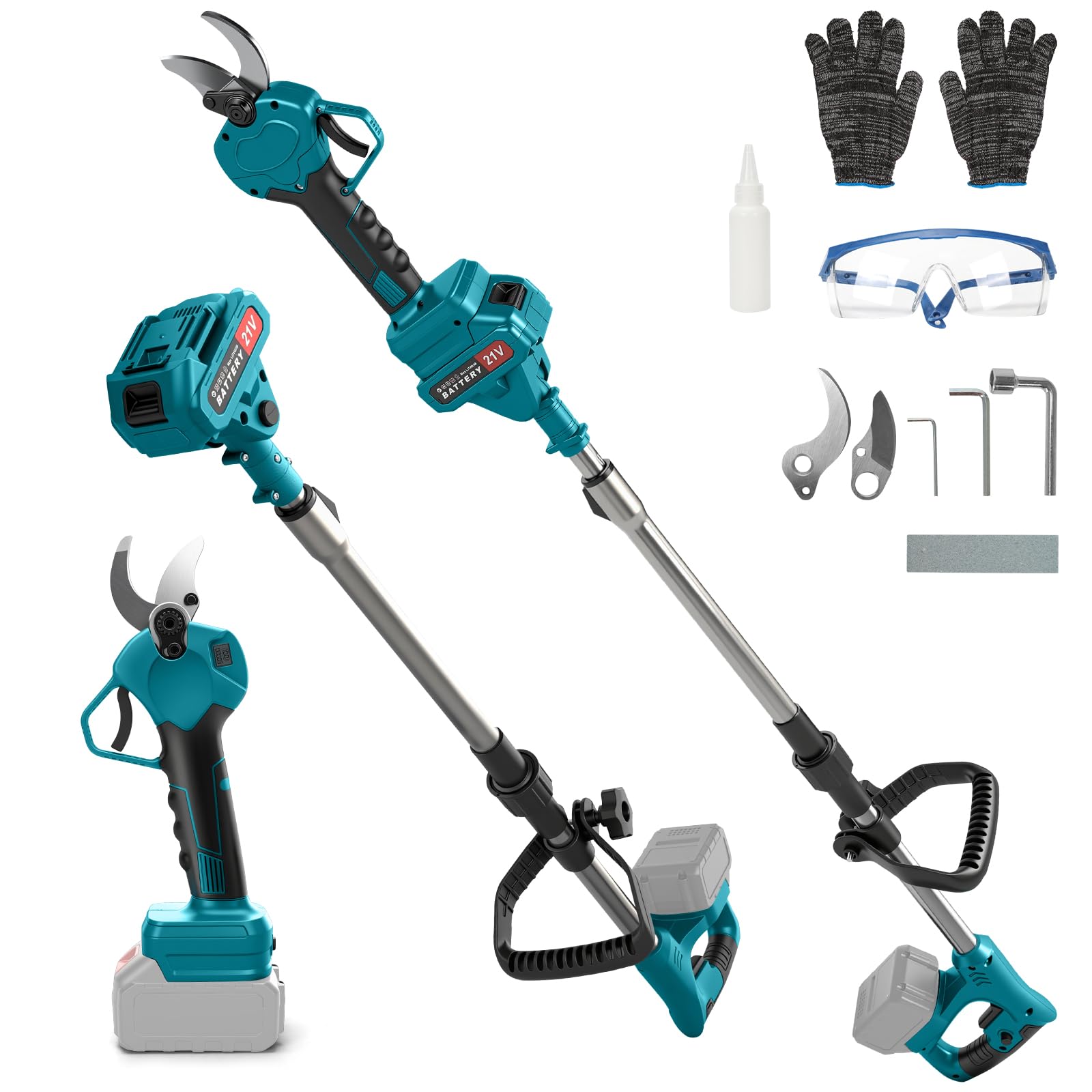 Cordless Electric Pruning Shears for Makita 18V, Brushless Secateurs Scissors with 2 Gears 4mm Cutting Diameter and 4.5Ft Extension Pole, Garden Pruner for Pruning Trees Shrubs Branch (No Battery)