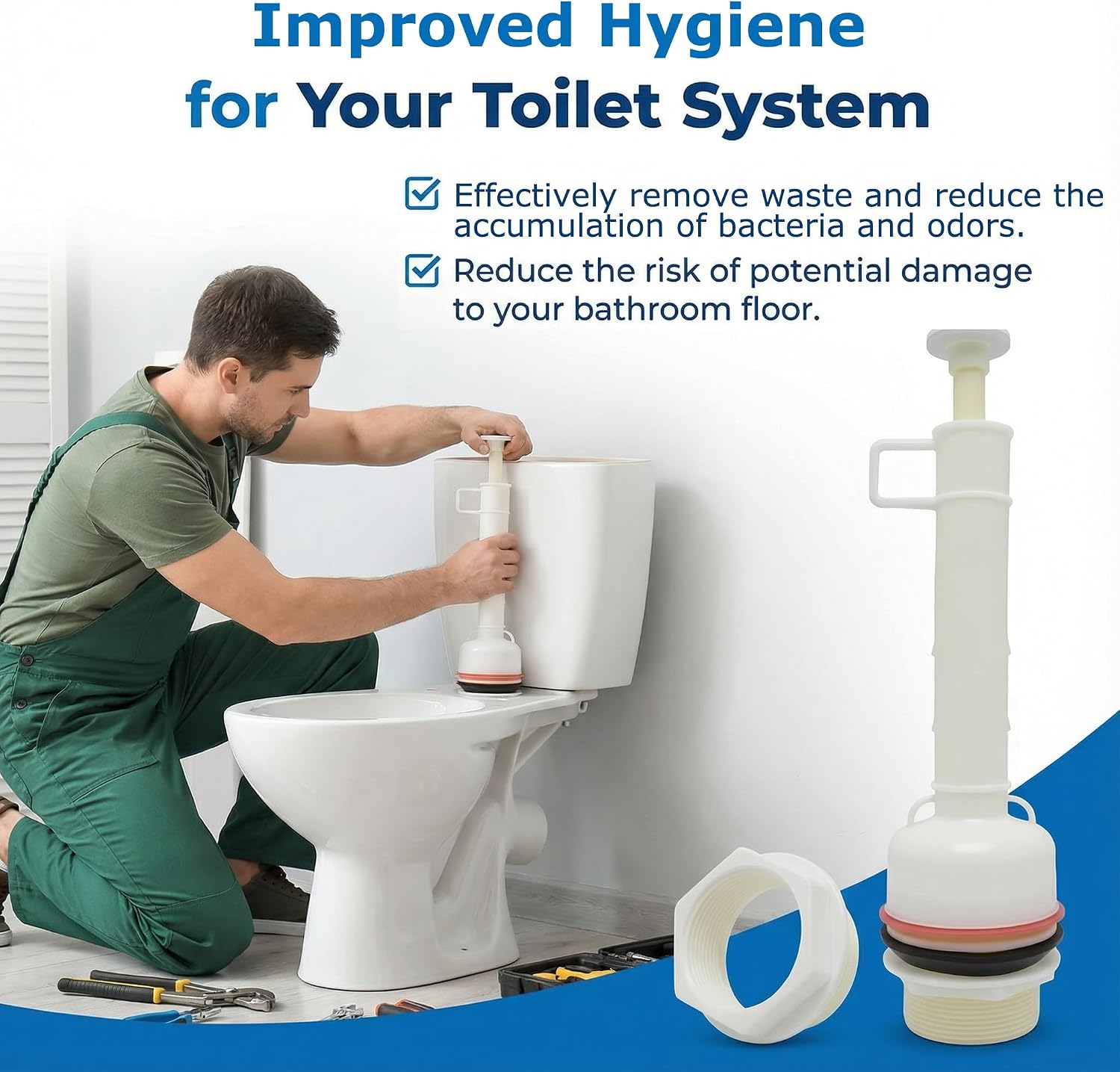 Toilet Flush Valve, Replacement for Model # 211-11-1/2", White Plastic | Compatible with Mansfield toilet tanks models 211, 125, 159, 160, 161, 165, 170, 171, 175, 180, 181, and 190