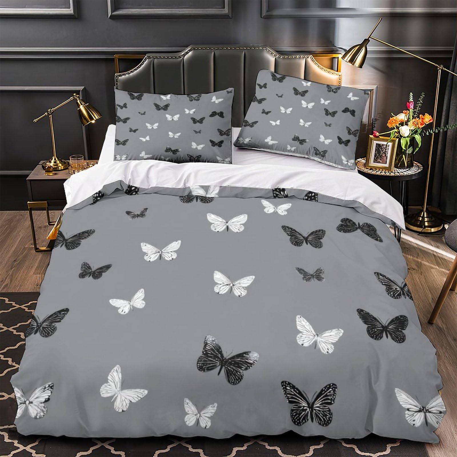 Housse de couette anti-pli microfibre douce contre allergies de lit