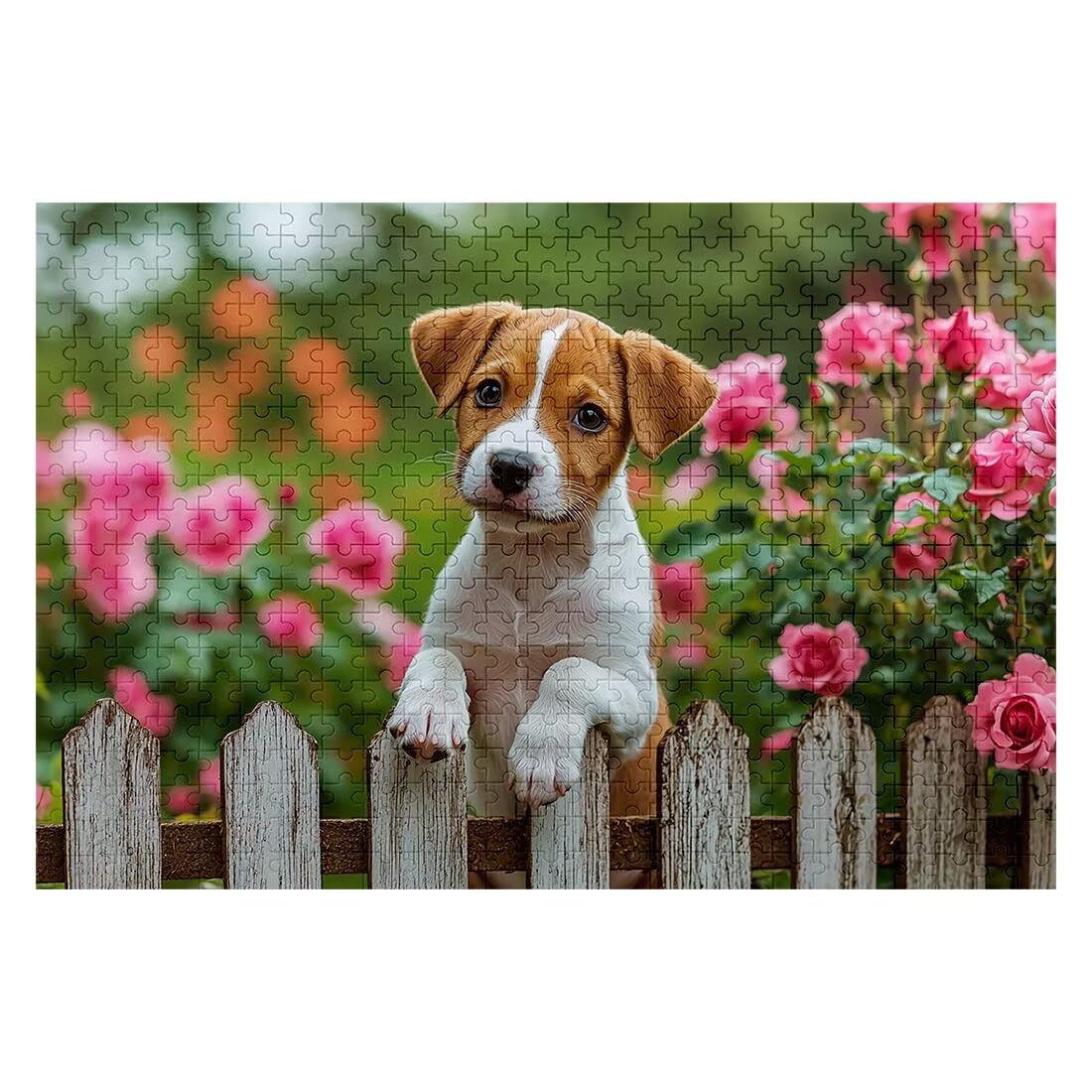 Puzzle dla dorosłych, 1000 róż, 1000 sztuk, dla dorosłych, drewniane gry logiczne z psami, klasyczna edukacyjna, wymagająca gra dla całej rodziny, dekompresja, prezenty dekoracyjne 75 x 50 cm H-14