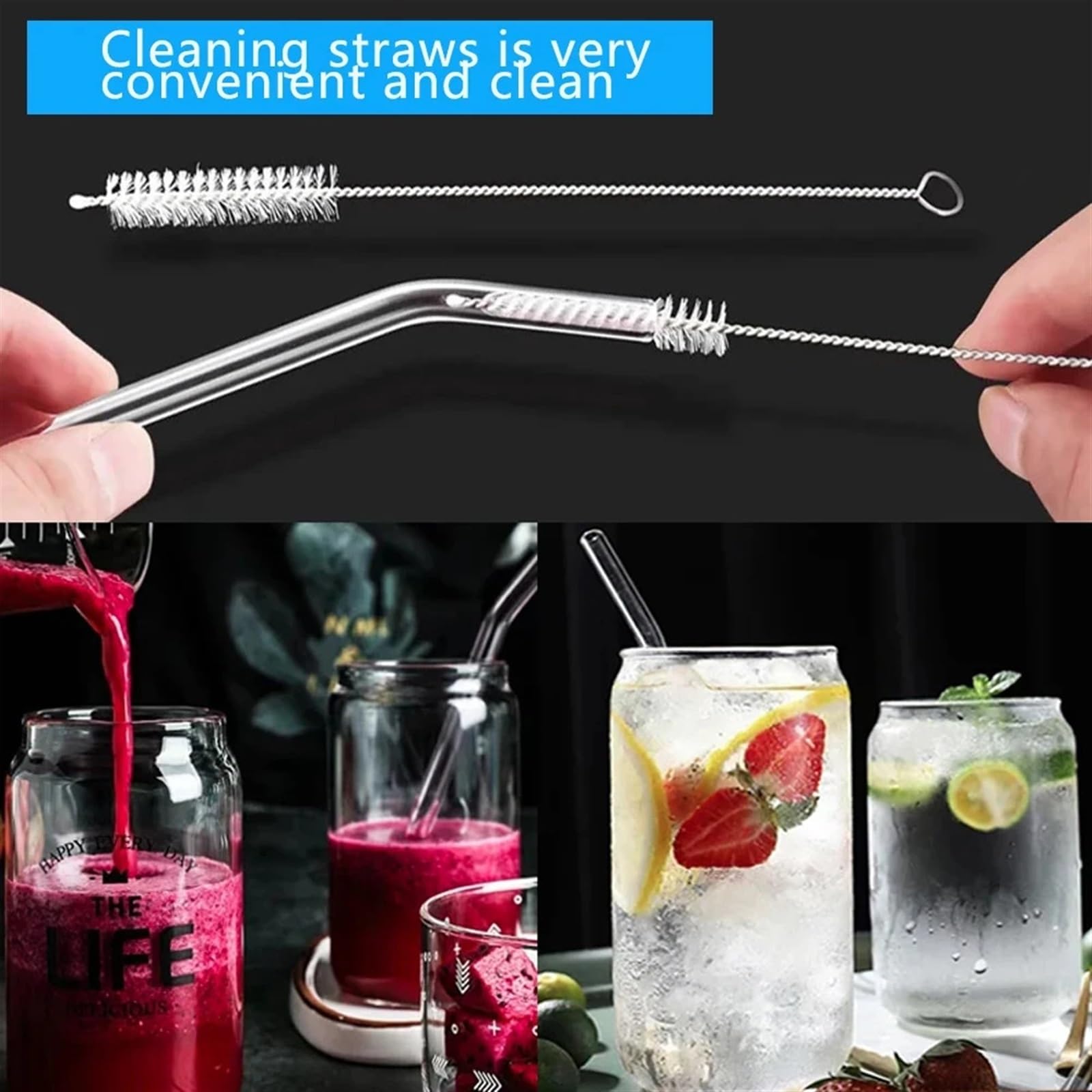 ReinigungsbüRste 1/10/100 Stück Edelstahl-Stroh-Reinigungsbürste Unkrautreinigung Glas Shisha Babyflaschenbürste AbflussbüRste(100PCS(20cm))