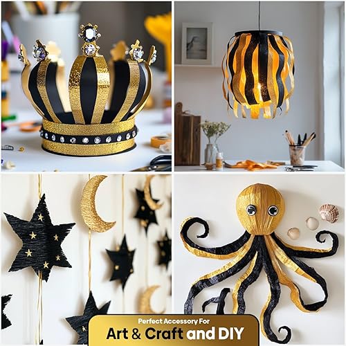 Vista 102 de 8 rollos de serpentinas moradas, paquete de 656 pies de papel crepé morado con blanco para decoraciones de fiestas, decoraciones de cumpleaños