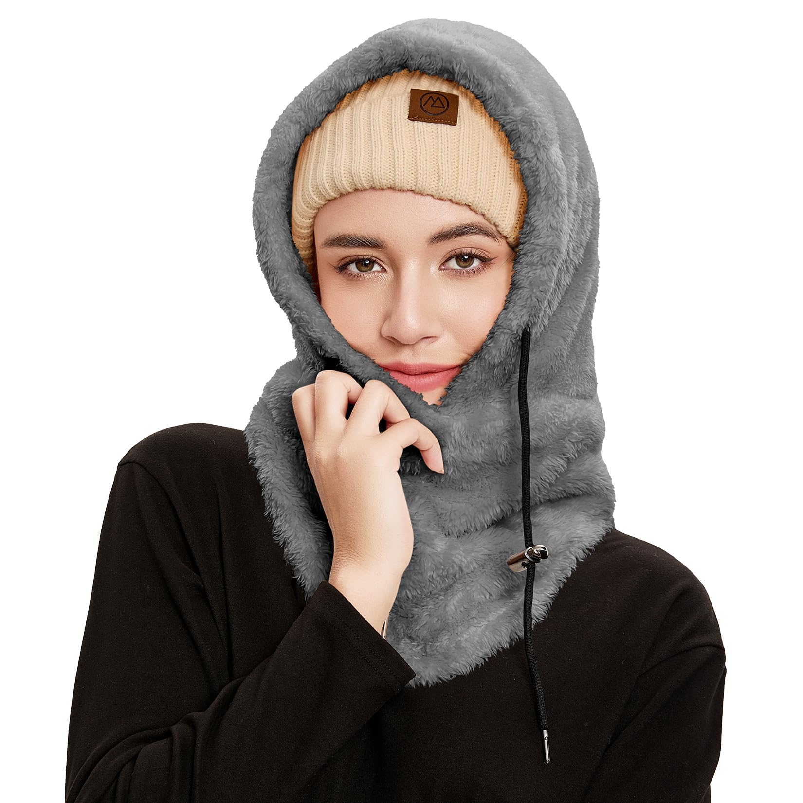 Balaclava Winter Face Mask Cold Weather Ski Mask for Women Wind-Resistant Face Cover Fuzzy Hat Neck Scarf