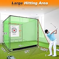 Vista 2 de Gagalileo Golf Driving Cage Net: Heavy Duty 1 in Steel Frame - Noise Reduction Target for Backyard Garage Indoor Simulator - 7x7x7 FT High Density