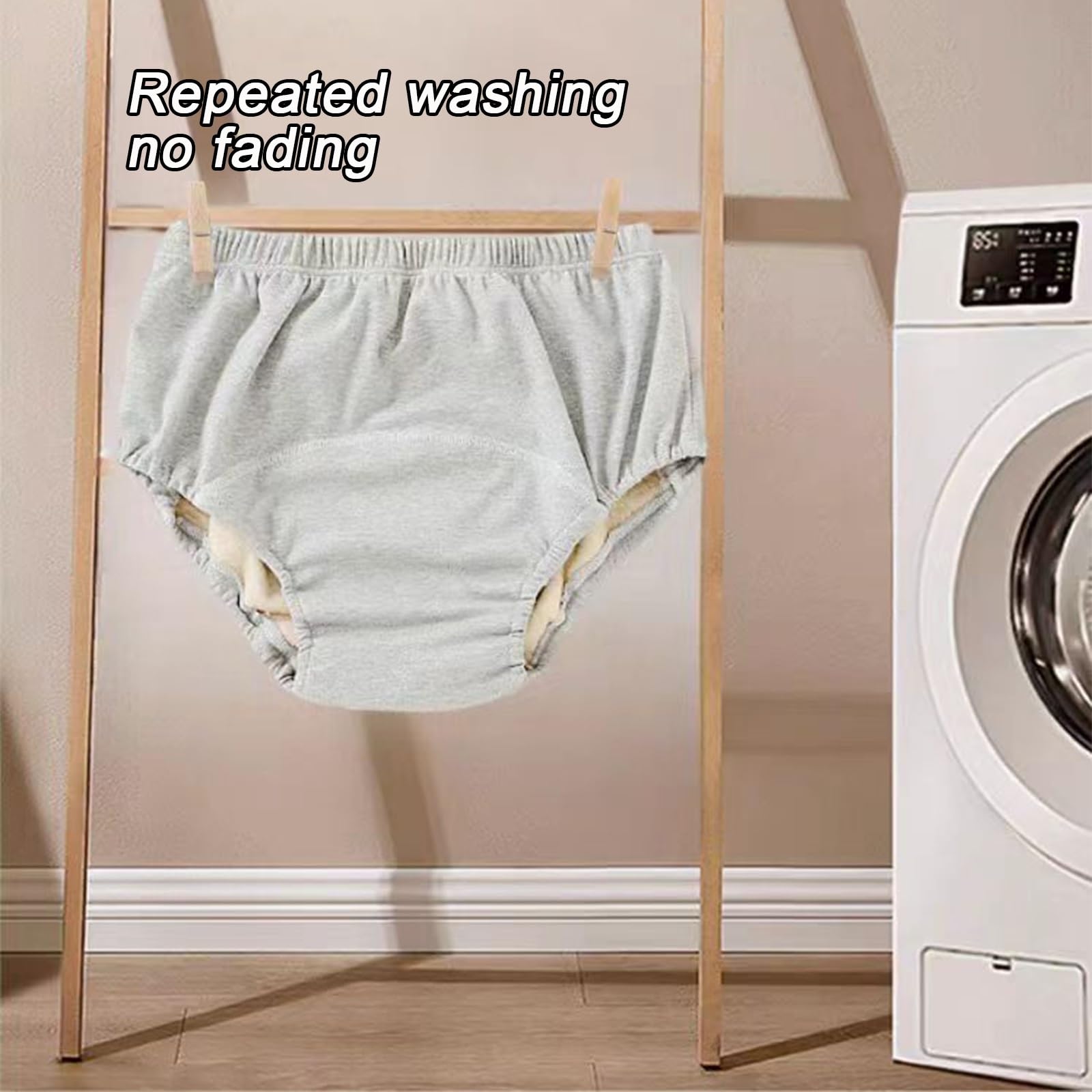 3 Stück Inkontinenz Pants für Erwachsene,Auslaufsichere UnterwäSche Wiederverwendbare Stoffwindeln für Männer Damen Inkontinenz Höschen Atmungsaktive Baumwollunterwäsche(Black,XX-Large)