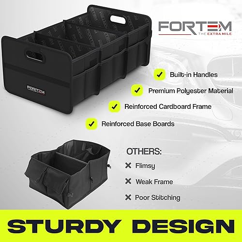 Miniatura 7 de FORTEM Organizador de maletero de automóvil, organizador plegable de dos compartimentos, almacenamiento plegable para SUV y camión para accesorios
