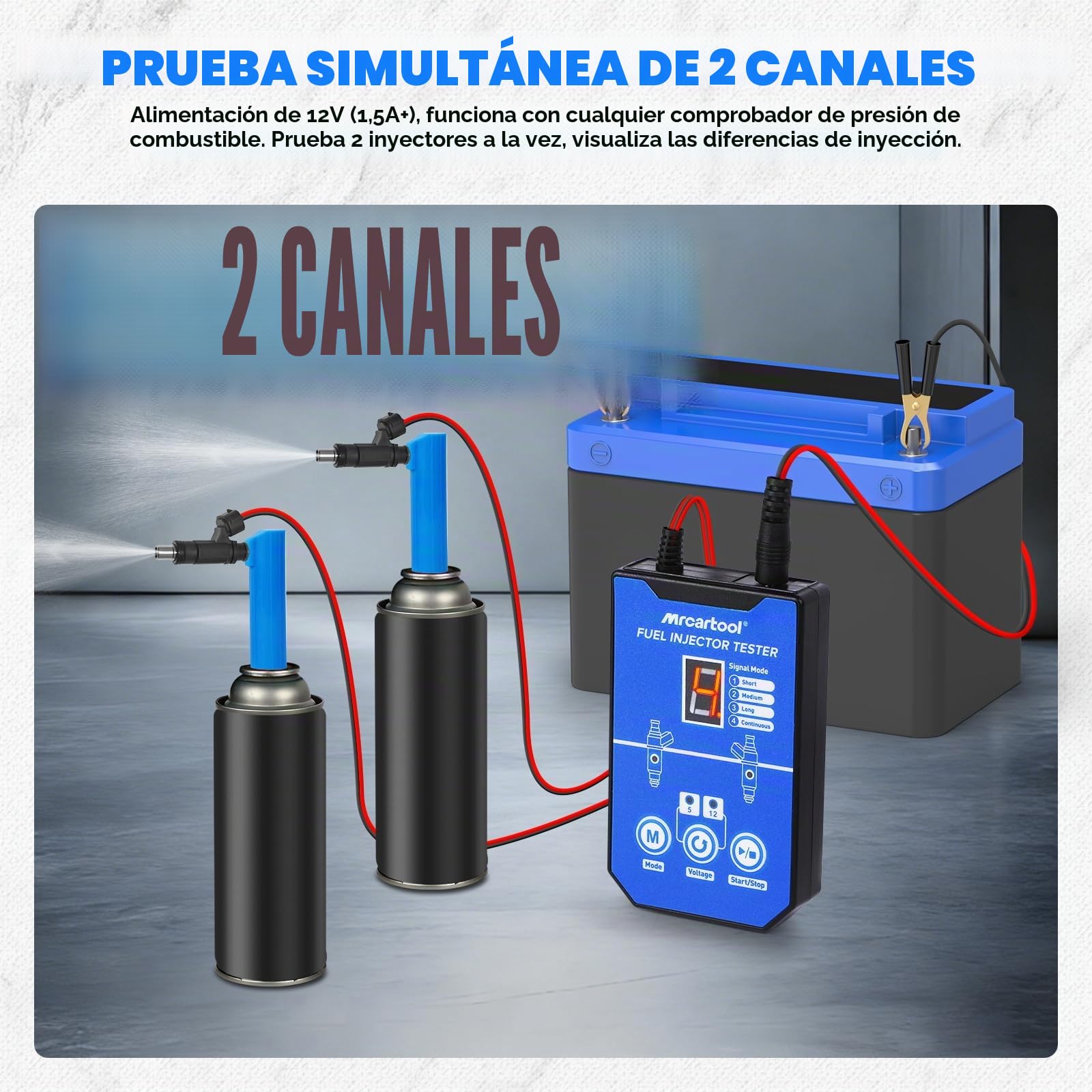 Equipo de prueba y limpieza de inyectores de combustible automotriz EFI GDI con 6 adaptadores (5V/12V), 4+4 modos de impulso, herramienta universal para inyectores de combustible