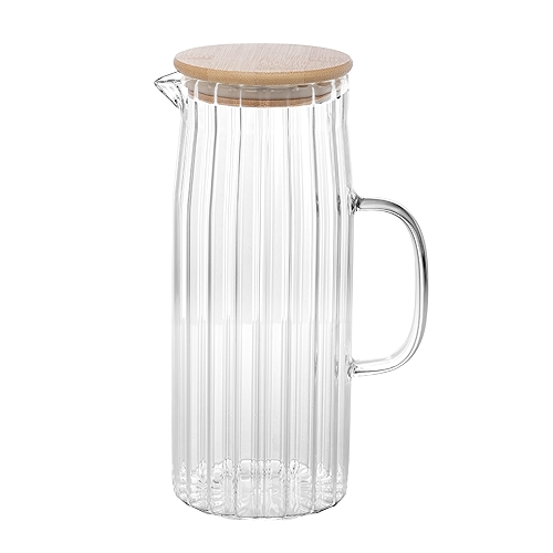 WOLFF - Jarra de Vidro com Tampa em Bambu - 1,2 Litro - Transparente