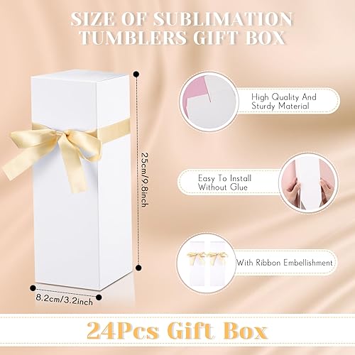 Miniatura 2 de Qilery 24 cajas de regalo de Navidad para vasos de sublimación, caja de regalo con cinta para 12 onzas, 20 onzas, 30 onzas, prensa de calor, vasos