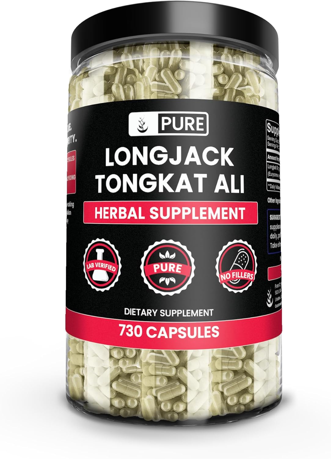 Pure Original Ingredients Longjack (Tongkat Ali) (730 Capsules) No Magnesium Or Rice Fillers, Always Pure, Lab Verified