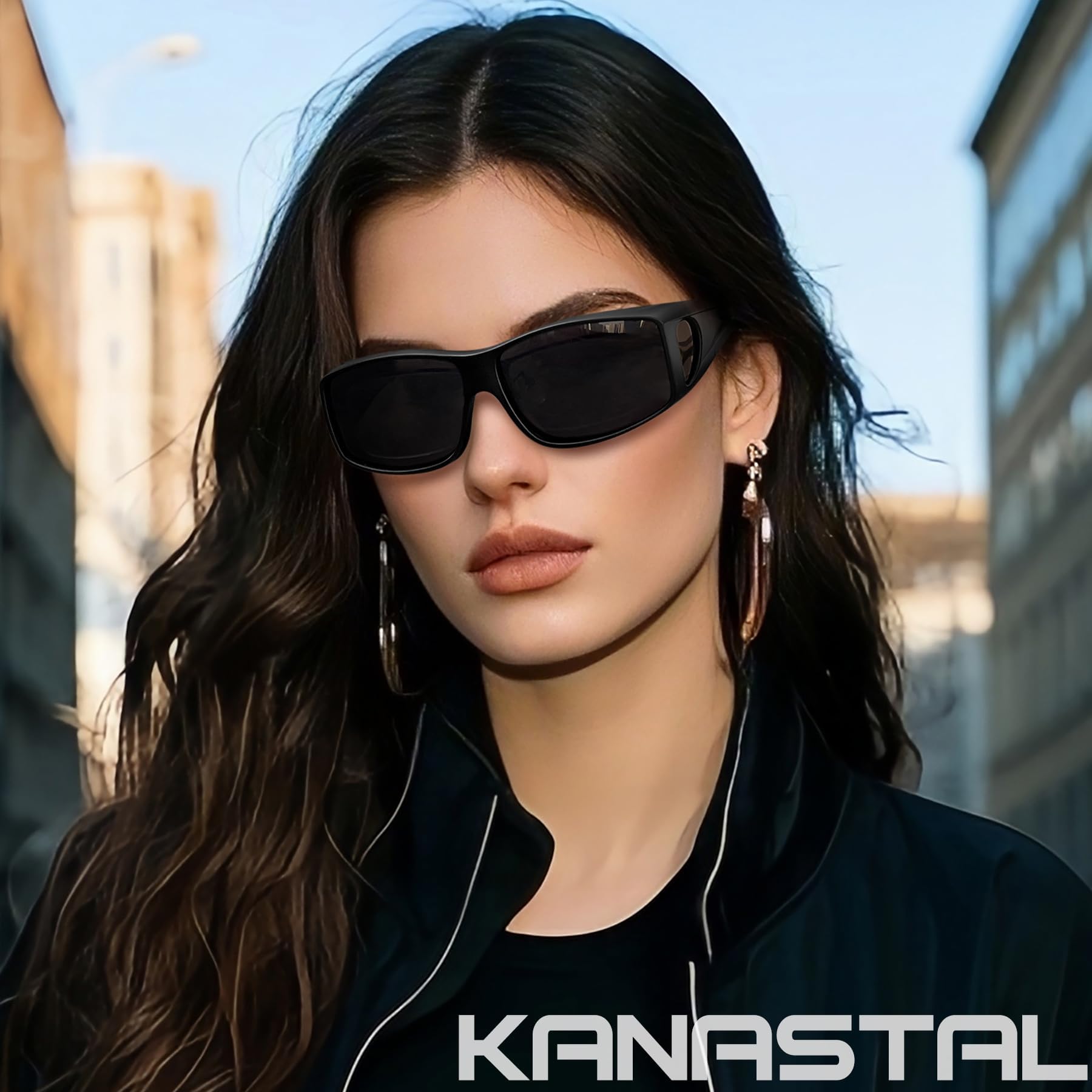 KANASTAL Sovraocchiali da Sole Uomo Donna Polarizzati UV400 Occhiali Sovrapponibili Protezione Laterale Avvolgenti TR Sunglasses over Glasses per Pesca Viaggio
