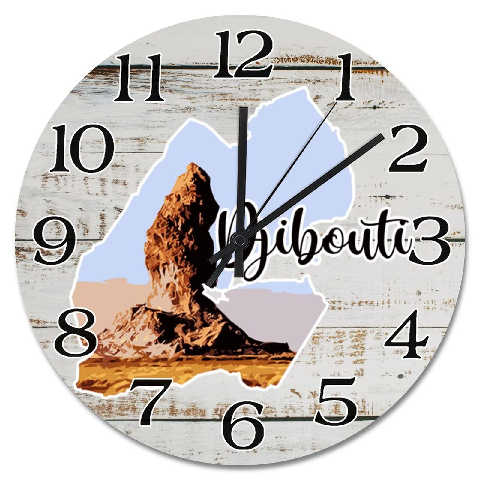 Horloge murale Djibouti en bois de 38 cm silencieuse pour salon