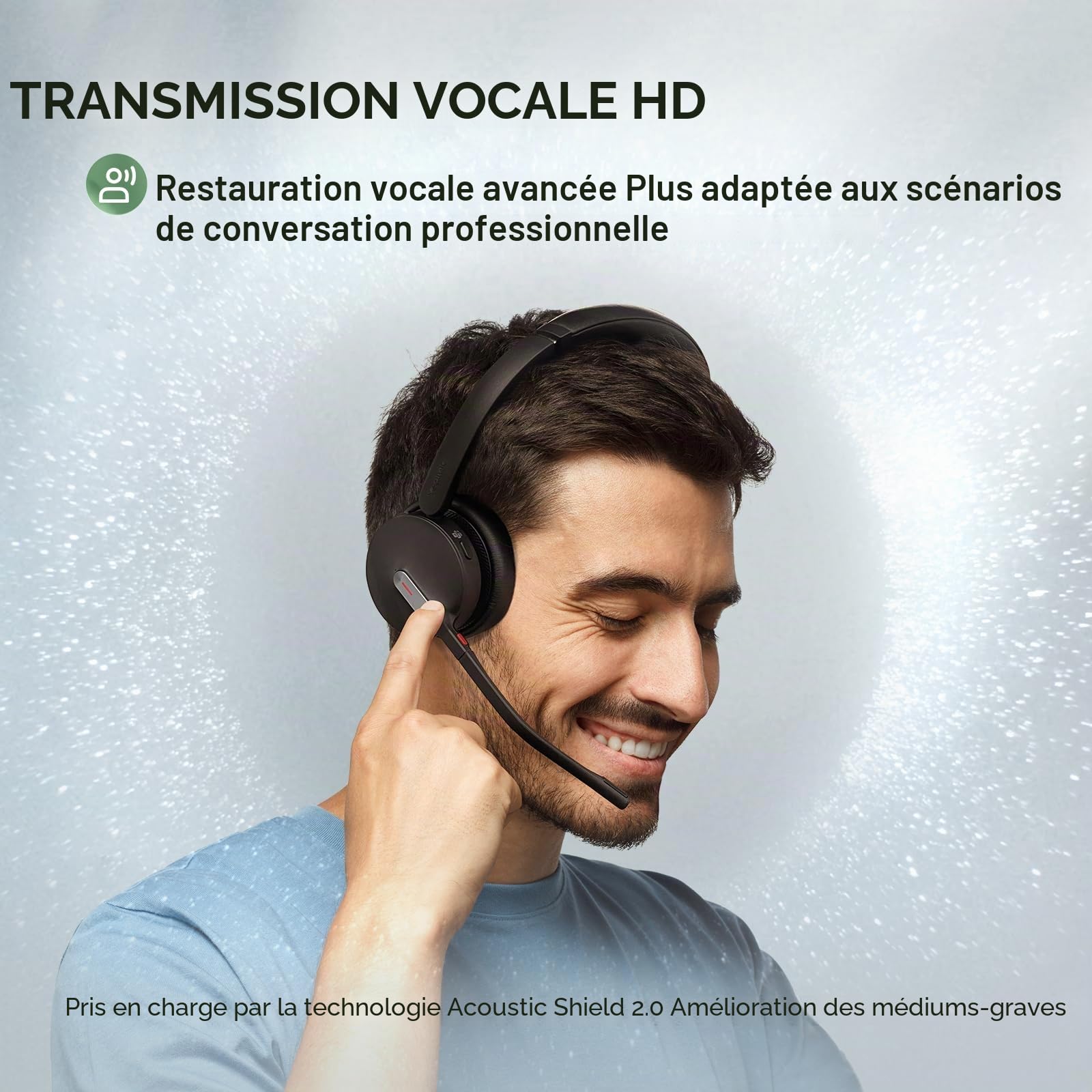 Yealink Casque Bluetooth sans Fil BH70 avec Microphone pour Le Travail, jusqu'à 35 Heures d'autonomie en Conversation, Suppression du Bruit à 3 Microphones, 147g Casque certifié Microsoft Teams