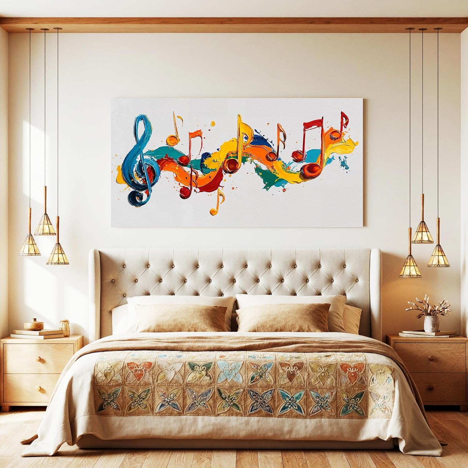 lianyibo Abstract Wall Art Prints Artwork Colorful Music Notes Canvas Prints Modern Wall Art For Bedroom Apartment Decorations(65x130cm/Frameless)