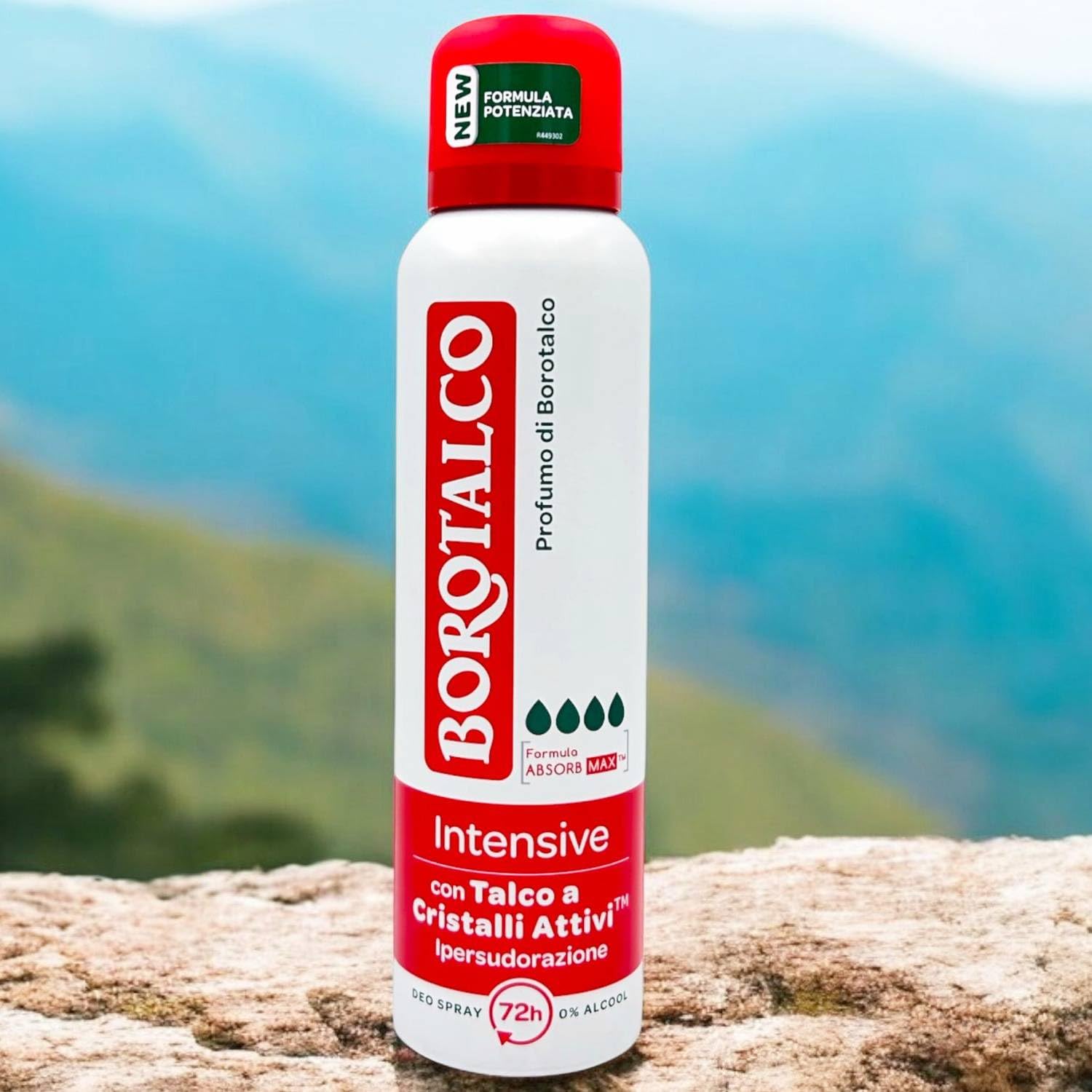 Borotalco Intensive Deospray mit Talkum mit aktiven Kristallen, Überschwitzen, 72 Stunden, 150 ml (12)