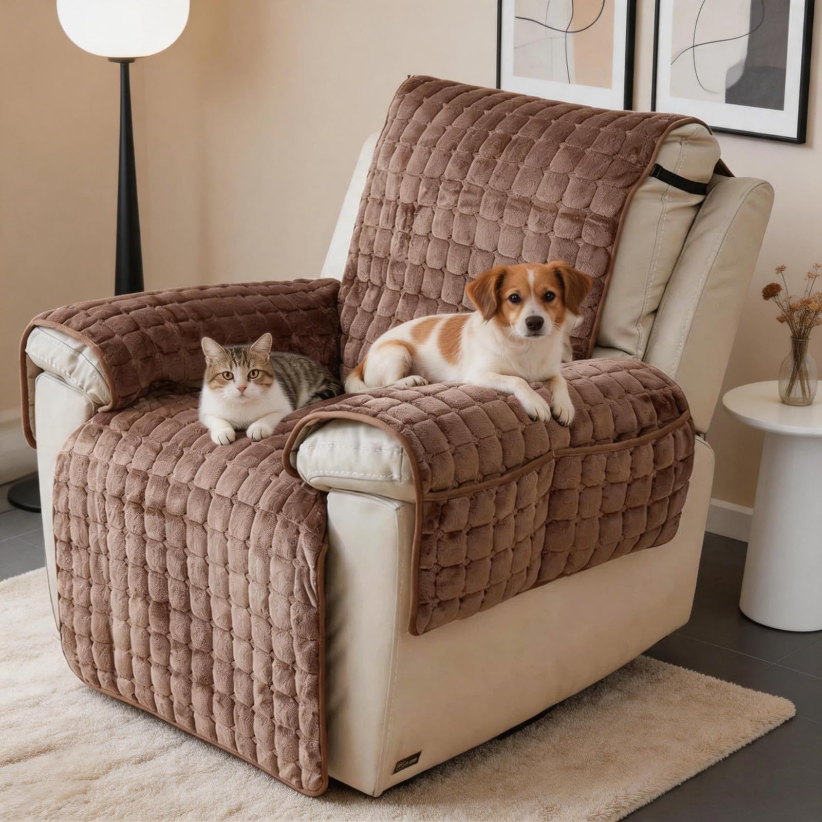 OAIFEAN Recliner Chair Covers for Electric Chair, Armchair Covers (Brown)