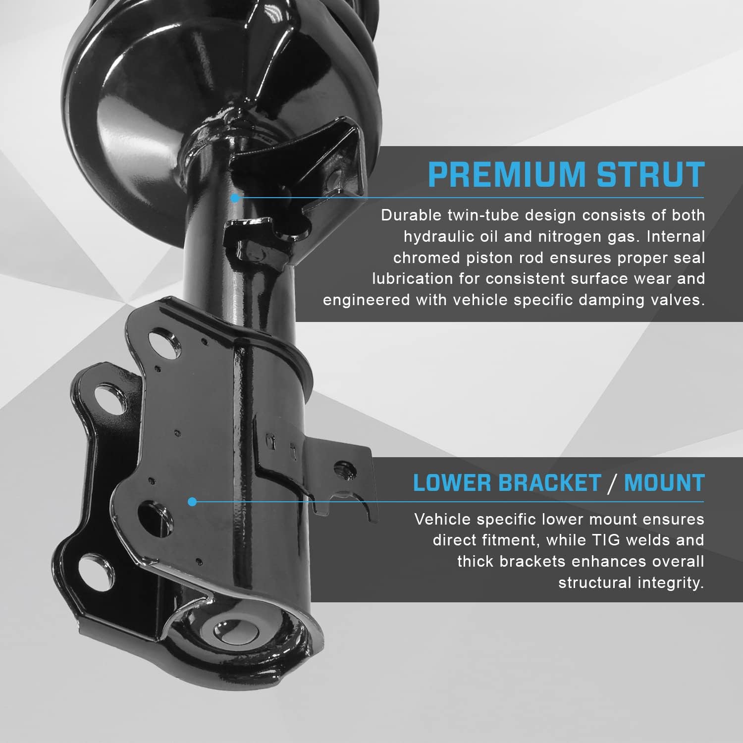 Unity One Front Pair Complete Struts & Springs Assembly Replacement for Cobalt HHR G5 Pursuit | Front Kit, (PN: 761601-2-AMZ)