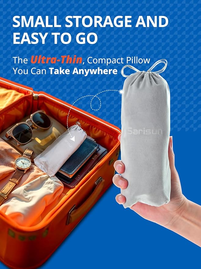 Almohada de viaje ultradelgada con correa para cabeza y antifaz 3D miniatura 4