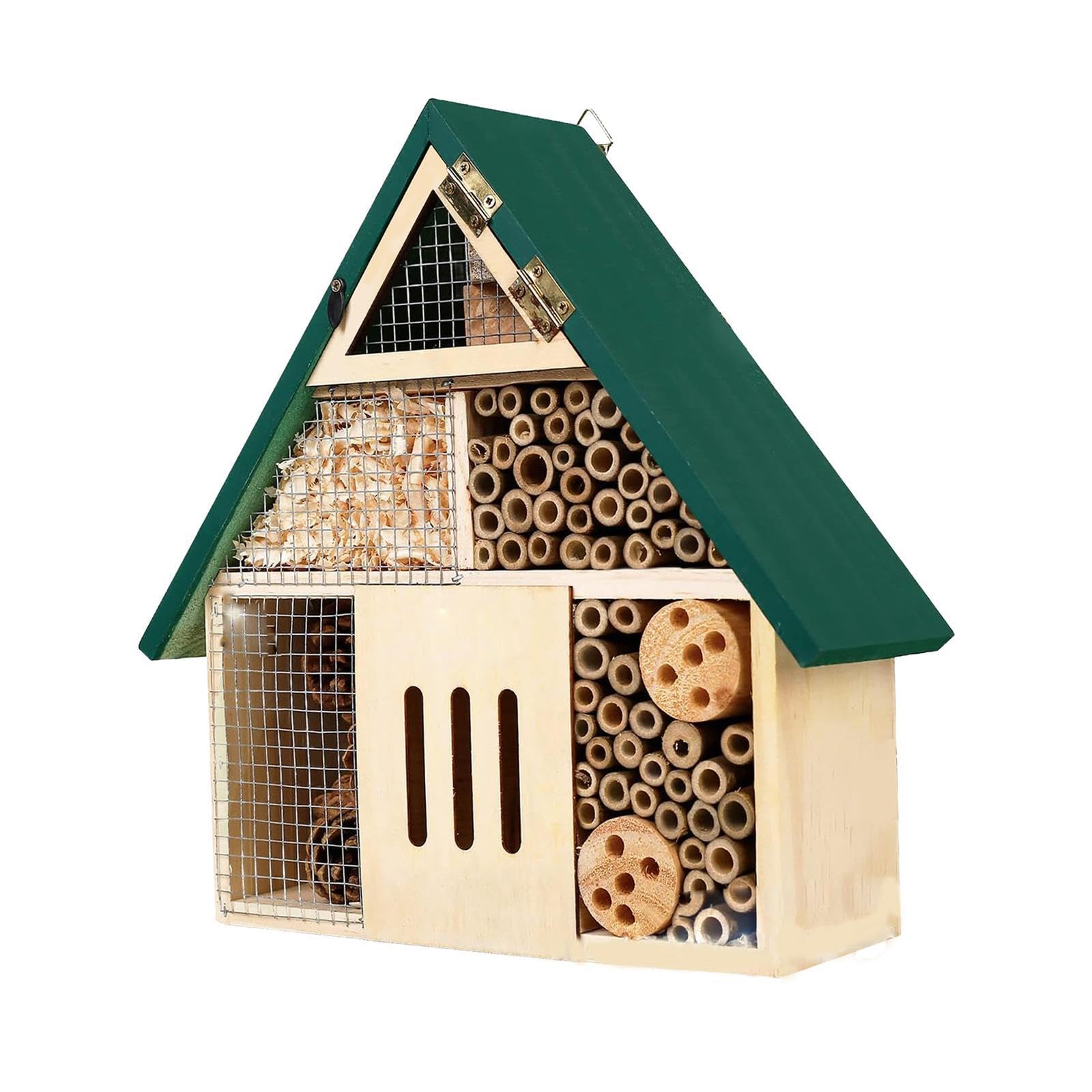 Zanthicia Wooden Bee Hotel Hanging House Provides Essential Habitat For Pollinating Insects Backyard Decoration Wooden Bee Hotel Pollinating Butterfly Hanging