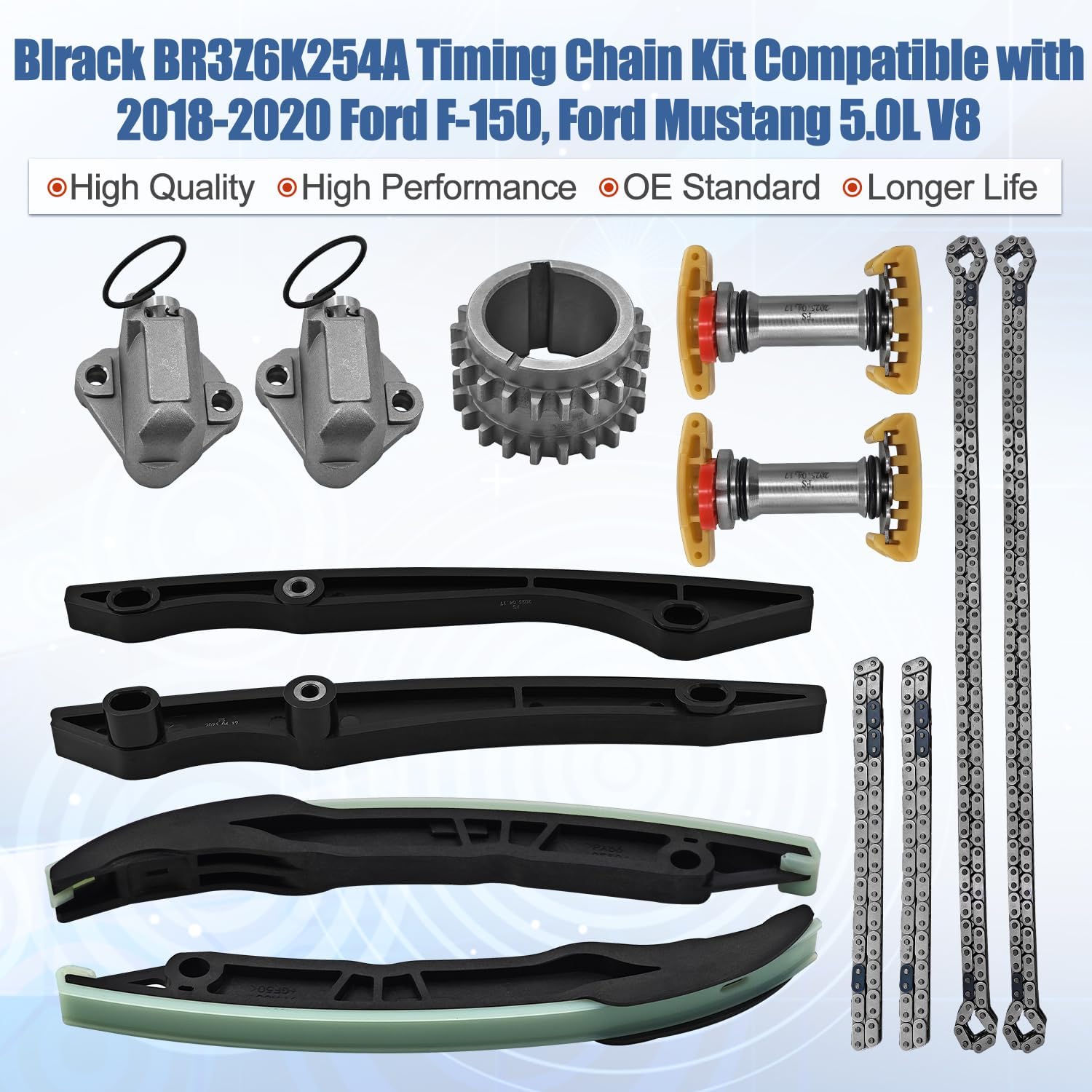 Timing Chain Kit Compatible with Ford F150 F-150 2018-2020, Fits for Ford Mustang 2018-2020 5.0L V8 GAS DOHC Naturally Aspirated Only Replace BR3Z6K254A
