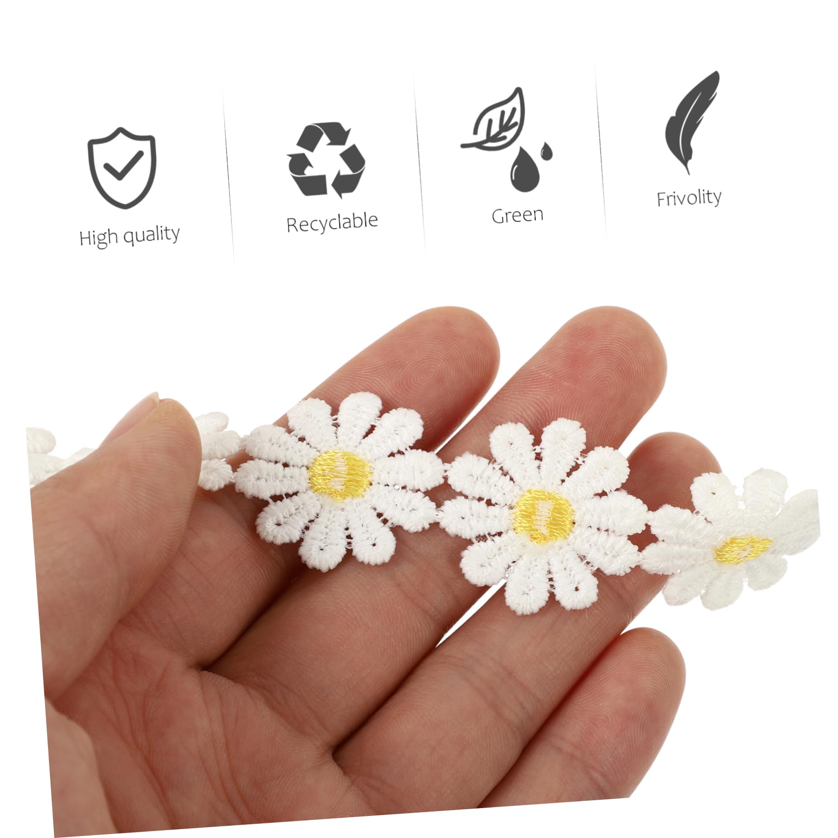 Operitacx 2piezas Cinta De Encaje De Flores Margaritas Yardas Para Manualidades Ribete Bordado Para Decoración De Ropa y Bodas Apliques Para Proyectos Creativos