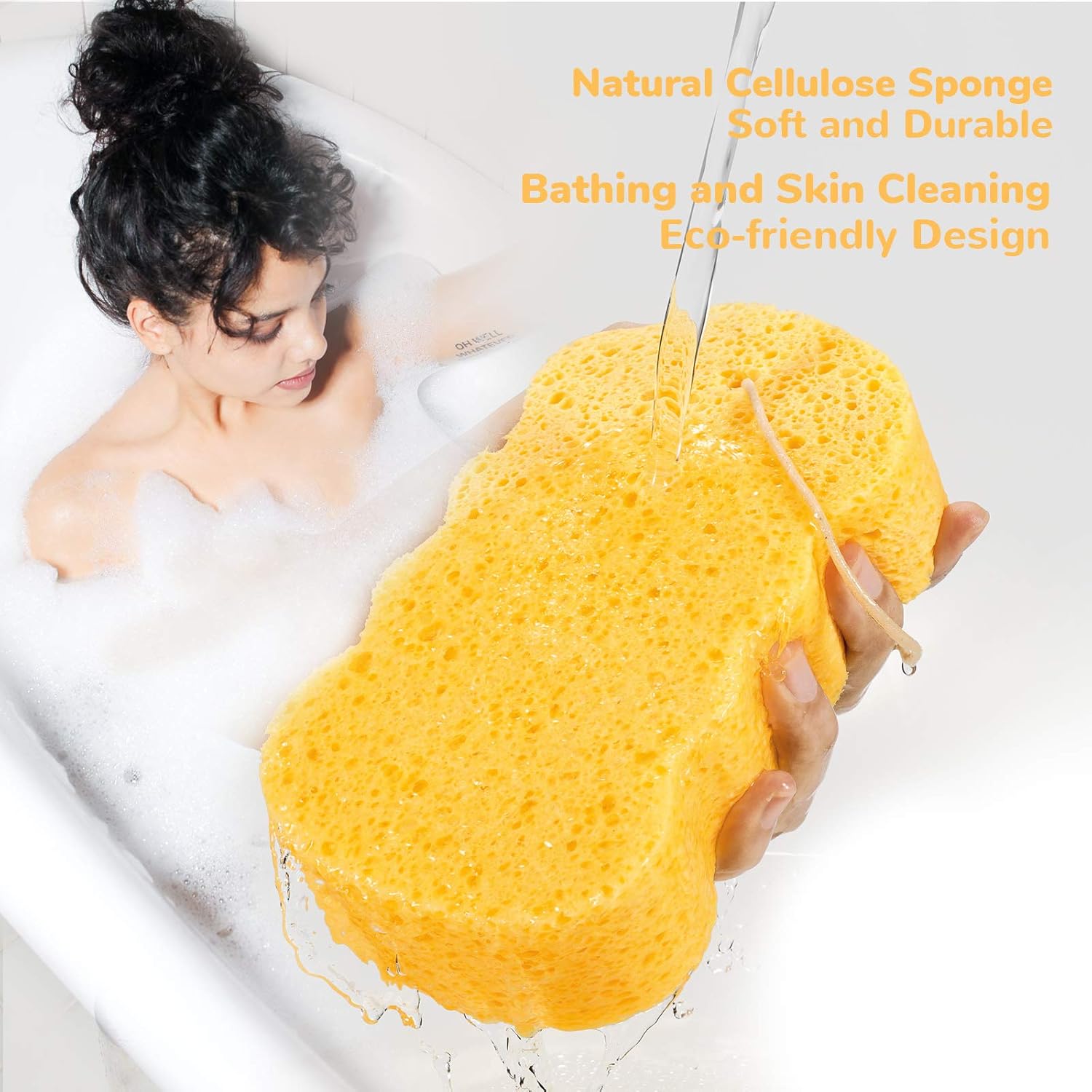 GAINWELL Natural Cellulose Bath Sponge – Soft Body Sponge for Shower 2PCS : Beauty & Personal Care