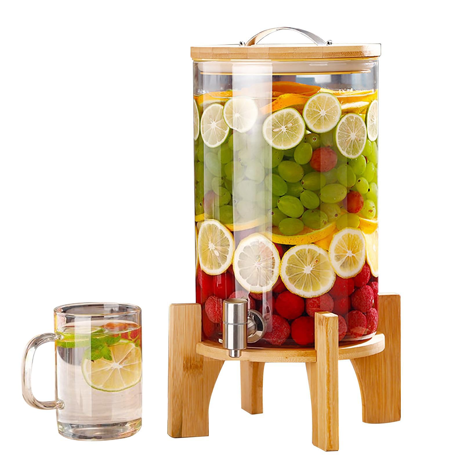 Distributeur de boissons en verre robinet support fontaine à eau glacée 5L