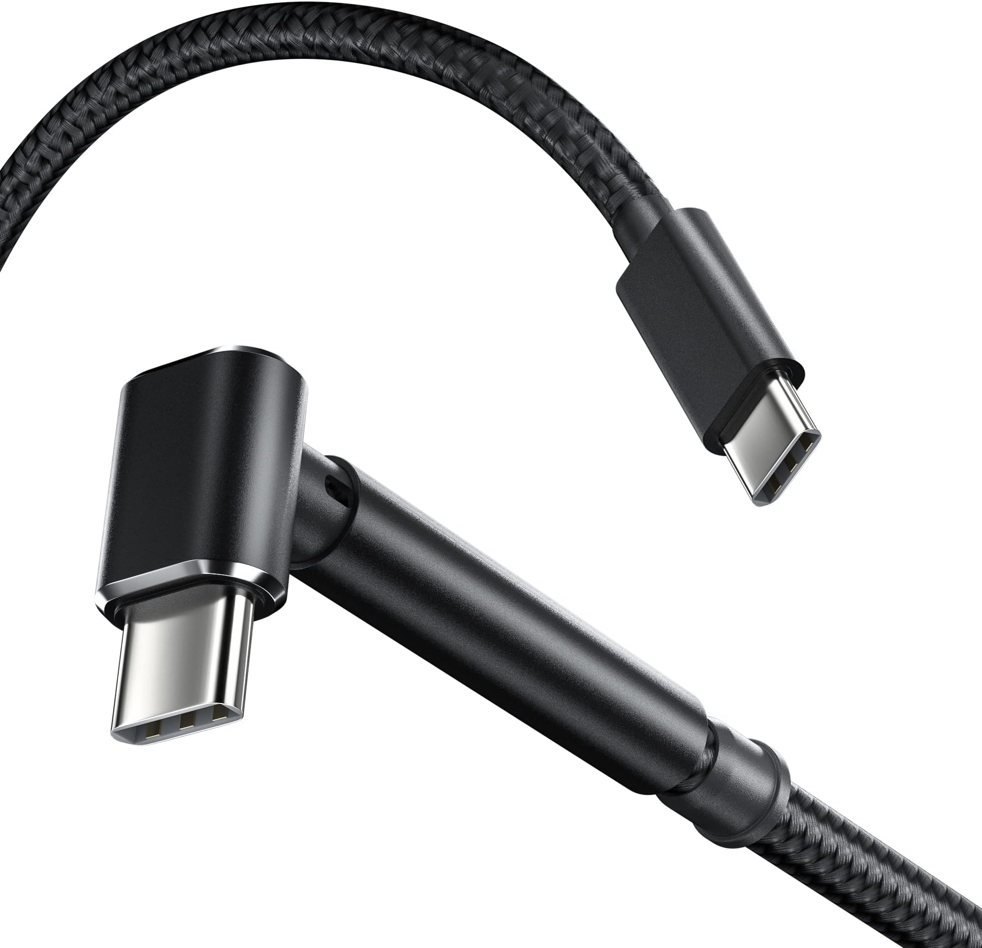 FANPL 90 Degree USB C to USB C Cable, (10ft 65W, 1-Pack) Nylon Right Angle Type C Fast Charger Cord for Steam Deck, Switch, Switch OLED, Switch Lite, Phone, Tablet, Laptop