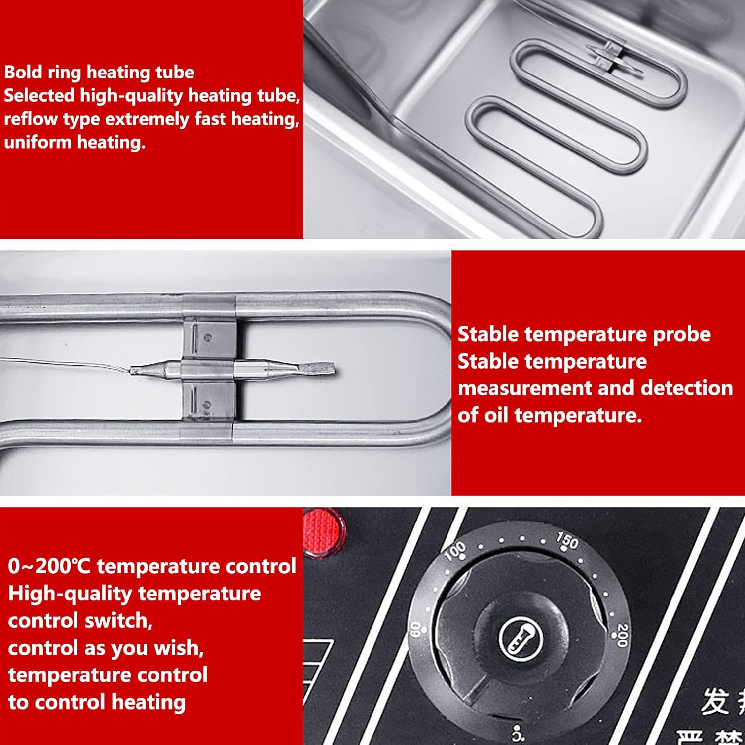 12L Commercial Deep Fryer with Grease Temperature Control Removable Oil Container Double 6L Fryer Stainless Steel Basket for Home Restaurant Kitchen 2500W