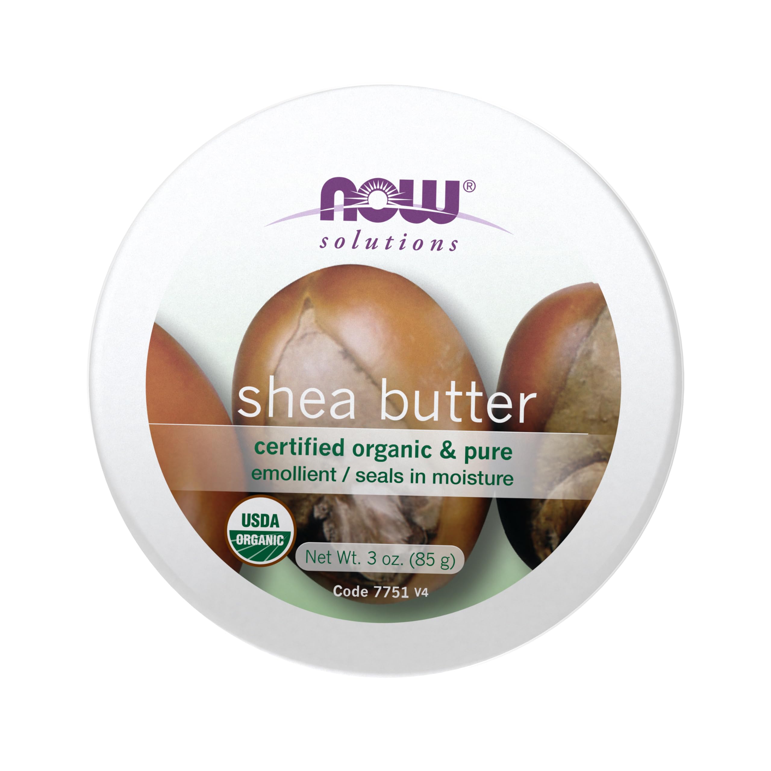 NOW Solutions, Certified Organic Shea Butter, Moisturizer For Rough And Dry Skin, Travel Size, 3-Ounce