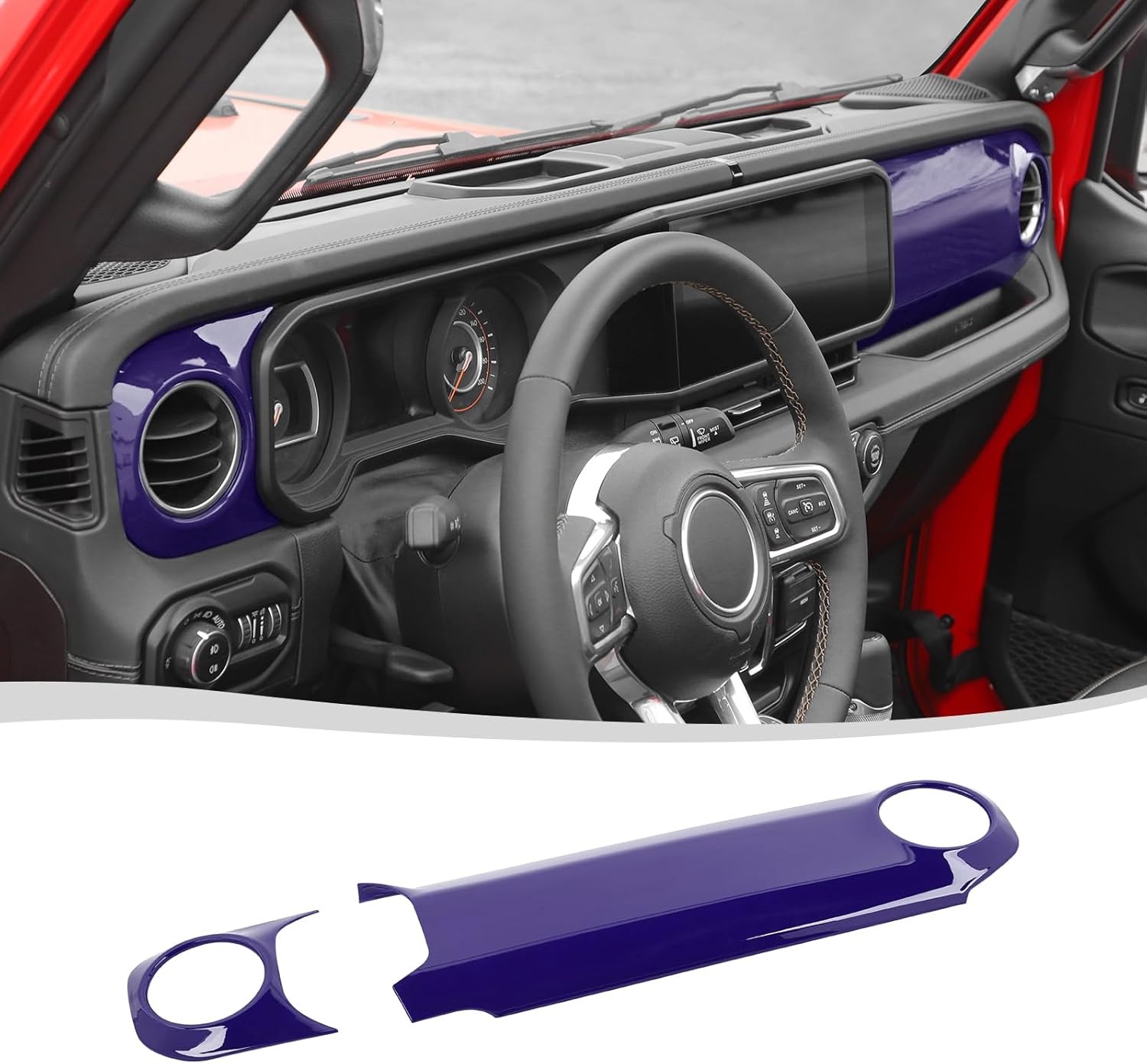 Voodonala for Jeep Wrangler JL 2024 + Center Console Dash Panel Cover Compatible with Jeep Wrangler JL JT 2024 +(for New Model Interior,Purple Color)