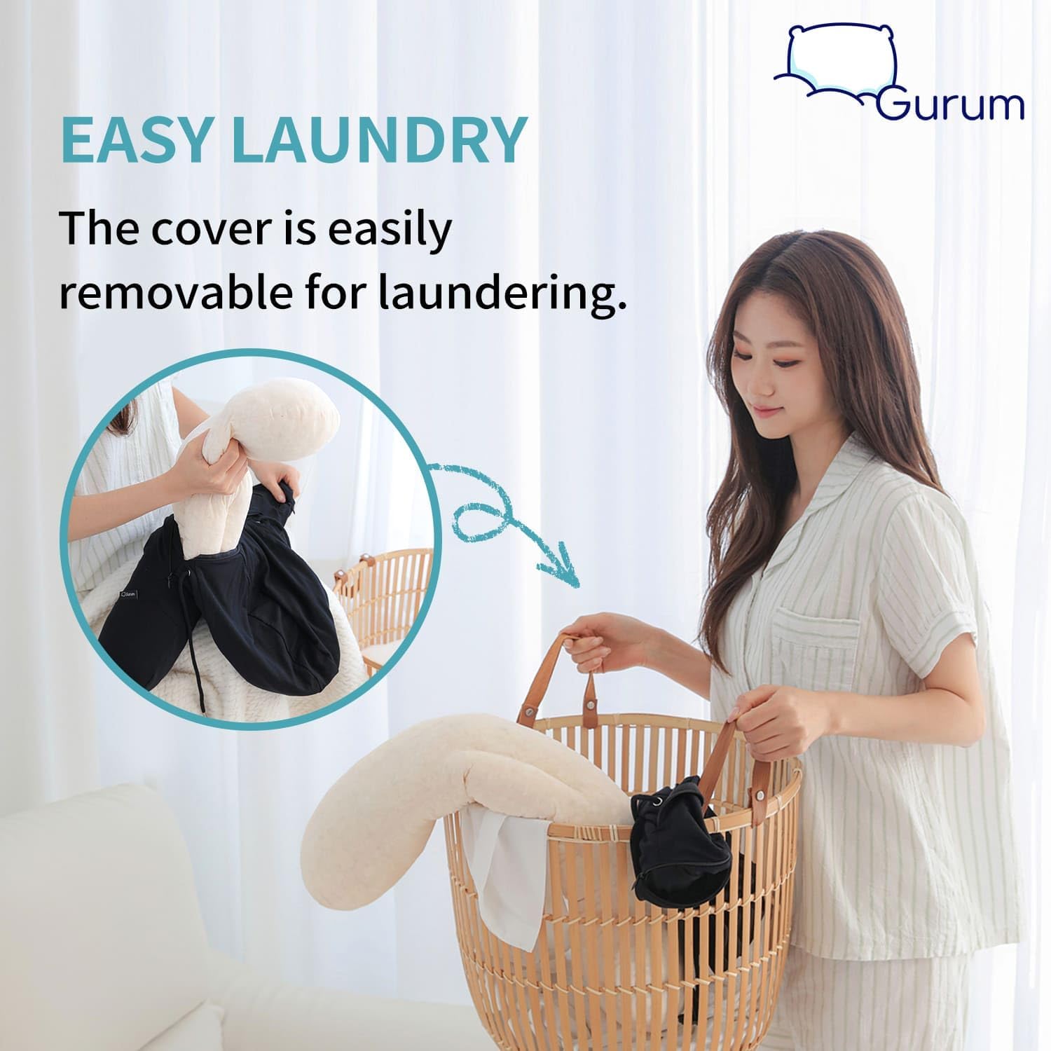 Gurum Travel Neck Pillow | Best Neck Pillow for Airplane Travel with Adjustable Hoodie, Soft Latex Support, Side Pocket & Breathable Tencel Cover | Traveling Pillow for Long Flights, Car, Home & Sleep