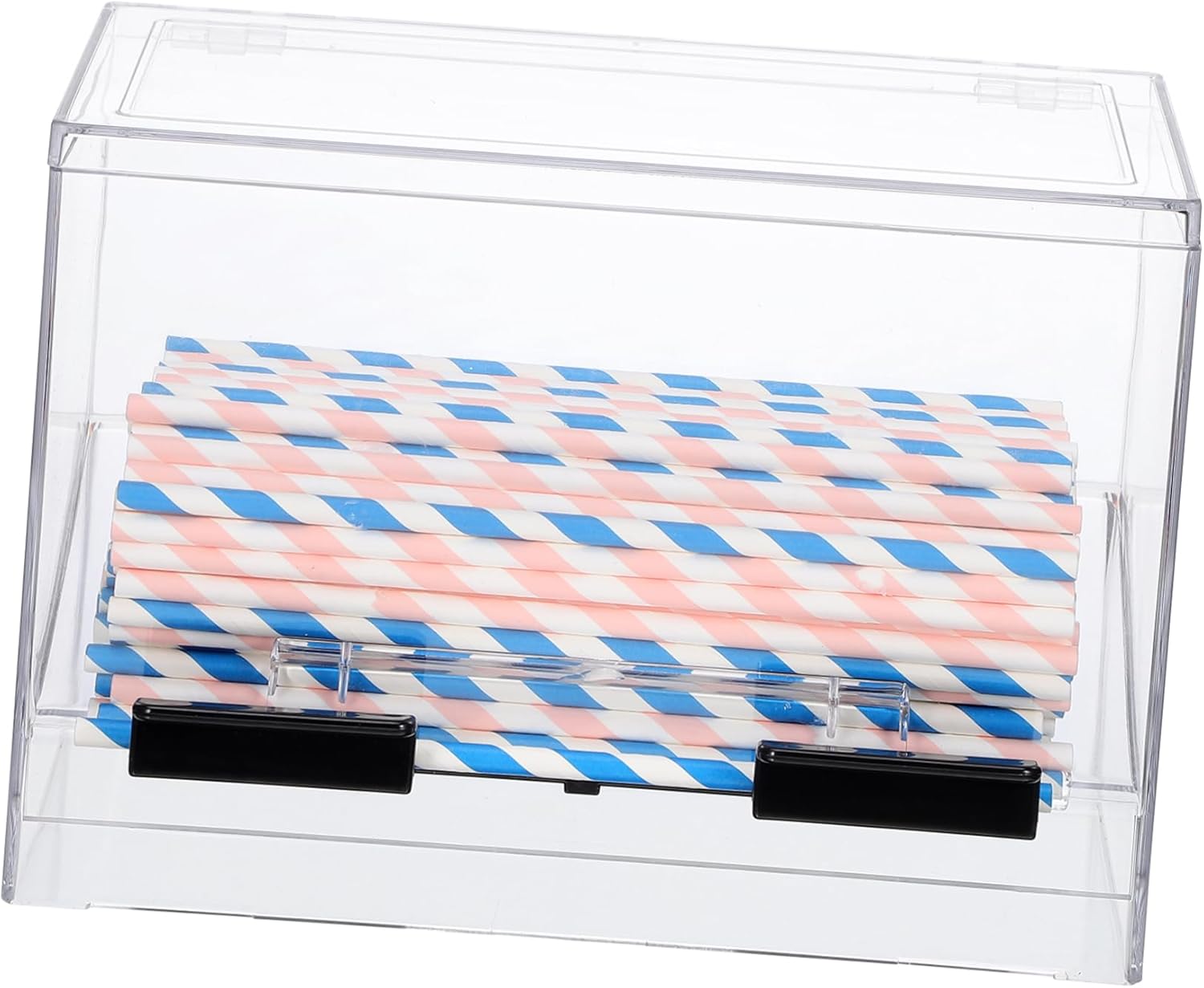 GLEAVI Acrylic Straw Dispenser Box Pressing Straw Holder for Restaurant for Kitchen and Parties