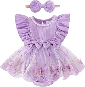 Baby Girl Clothes Summer Infant Romper Tulle Dress Outfit 0-18M