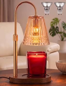 Candle Warmer Lamp with Timer Dimmer, Flameless Candle Warmer for Jar Candles, Height Adjustable Wax Warmer, House Warming Gifts New Home Decor, Birthday Gifts for Women 2 Bulbs Included