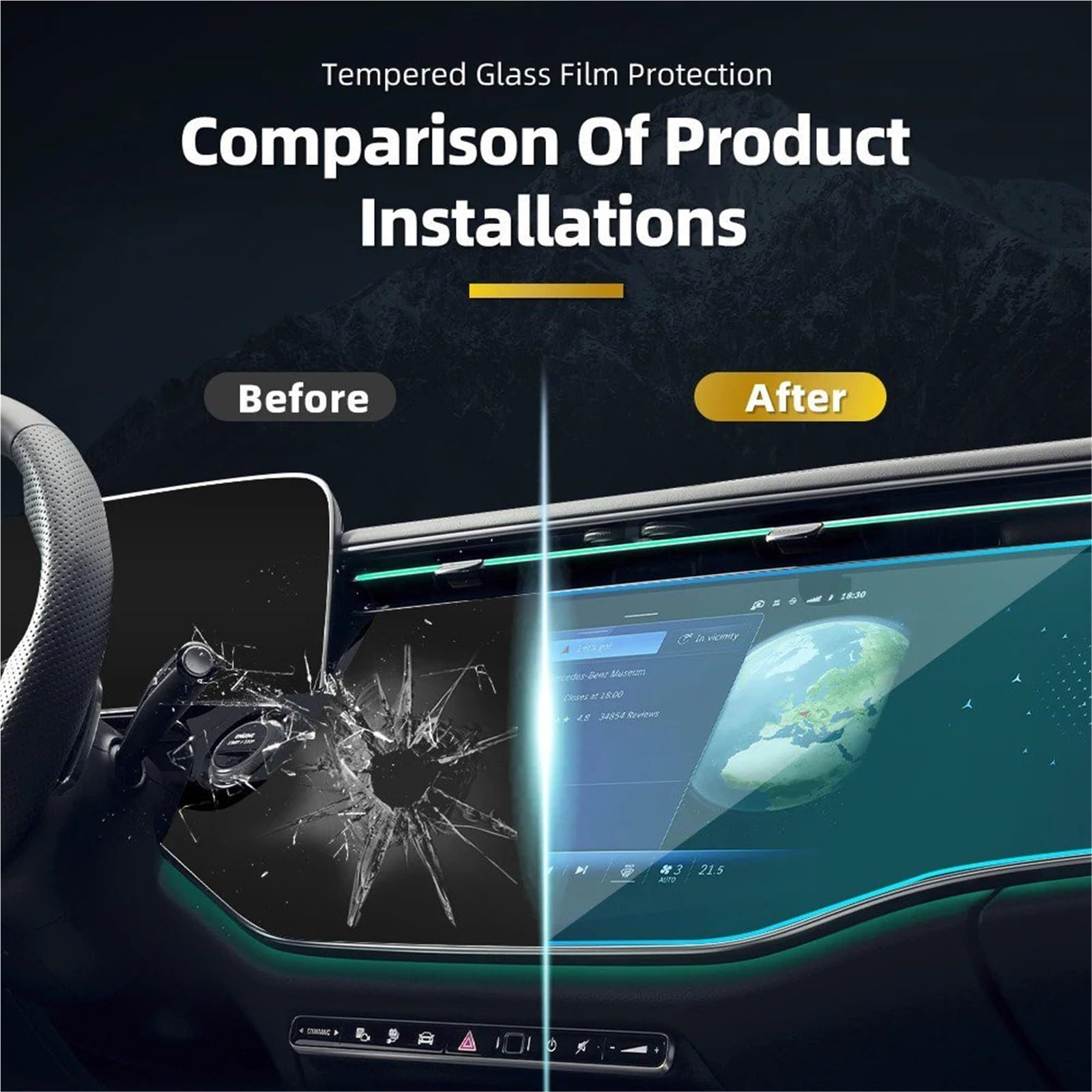 Protection d'écran en Verre trempé pour système de Navigation GPS de Console Centrale Mercedes-Benz Classe E W214