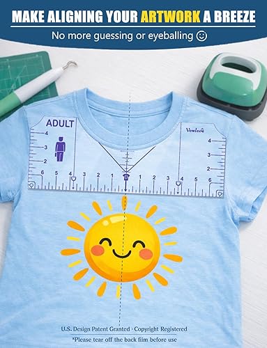 Miniatura 2 de Vowlove Guía de Regla de Camiseta para Alineación de Vinilo, Regla de Camiseta para Centrar Diseños Herramienta de Alineación para Bordado