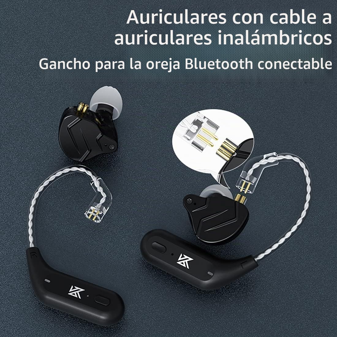 CCA KZ AZ09 Módulo Bluetooth 5.2 IEM Adaptador Bluetooth inalámbrico impermeable gancho para la oreja Cable Bluetooth de larga duración para KZ ZS10 PRO/ZS10 PRO X/ZSN Pro X/ZSN PRO/AS16 PRO/Zax,