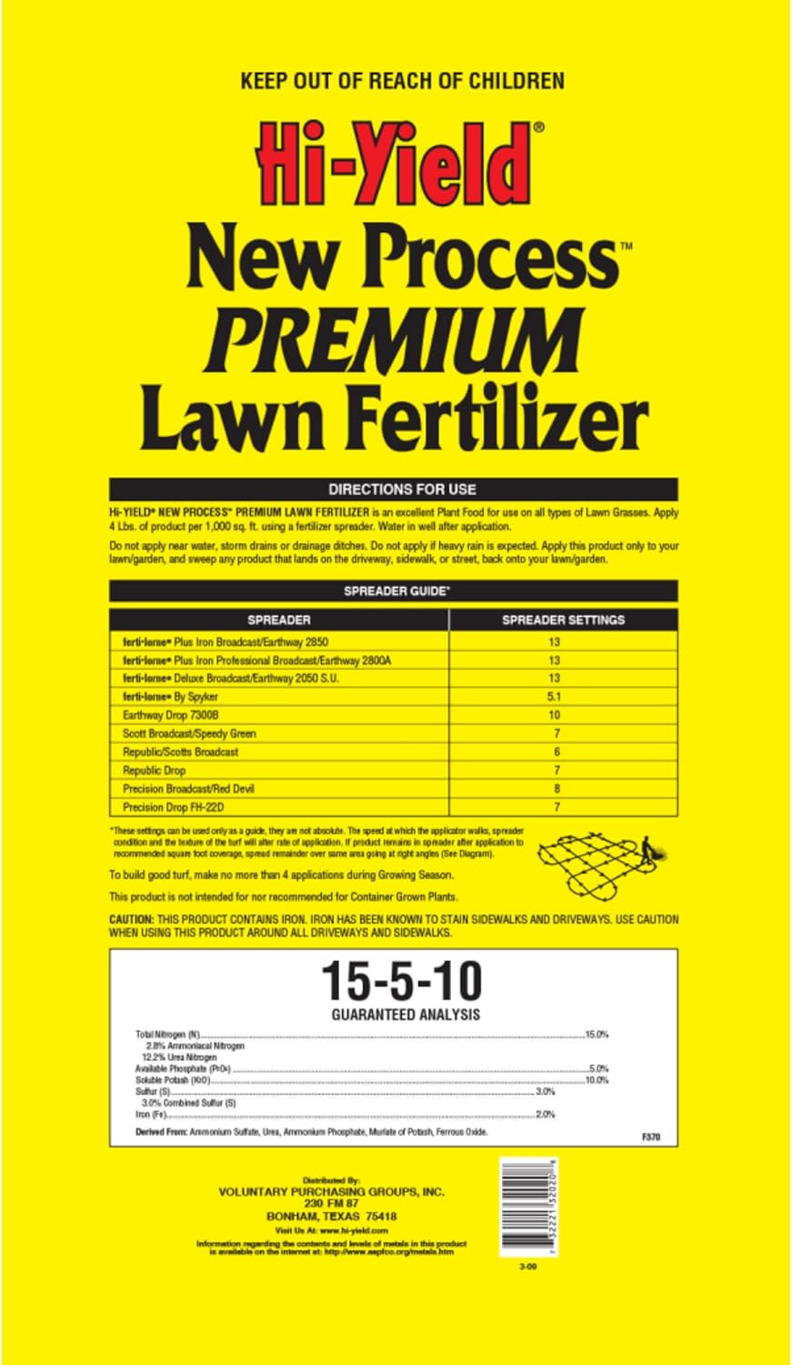 Hi-Yield (32020) New Process Premium Lawn Fertilizer 15-5-10 (20 lbs.)