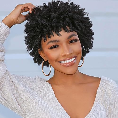 Peluca corta de rastas cortas afro rizadas pelucas trenzadas para mujeres negras, rastas sintéticas trenzadas, pelucas de cabello sintético negro