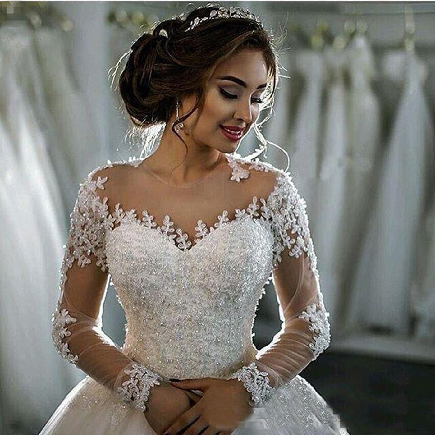 Elegant Lace Long Sleeve Wedding Dress for Women Ghana Ubuy