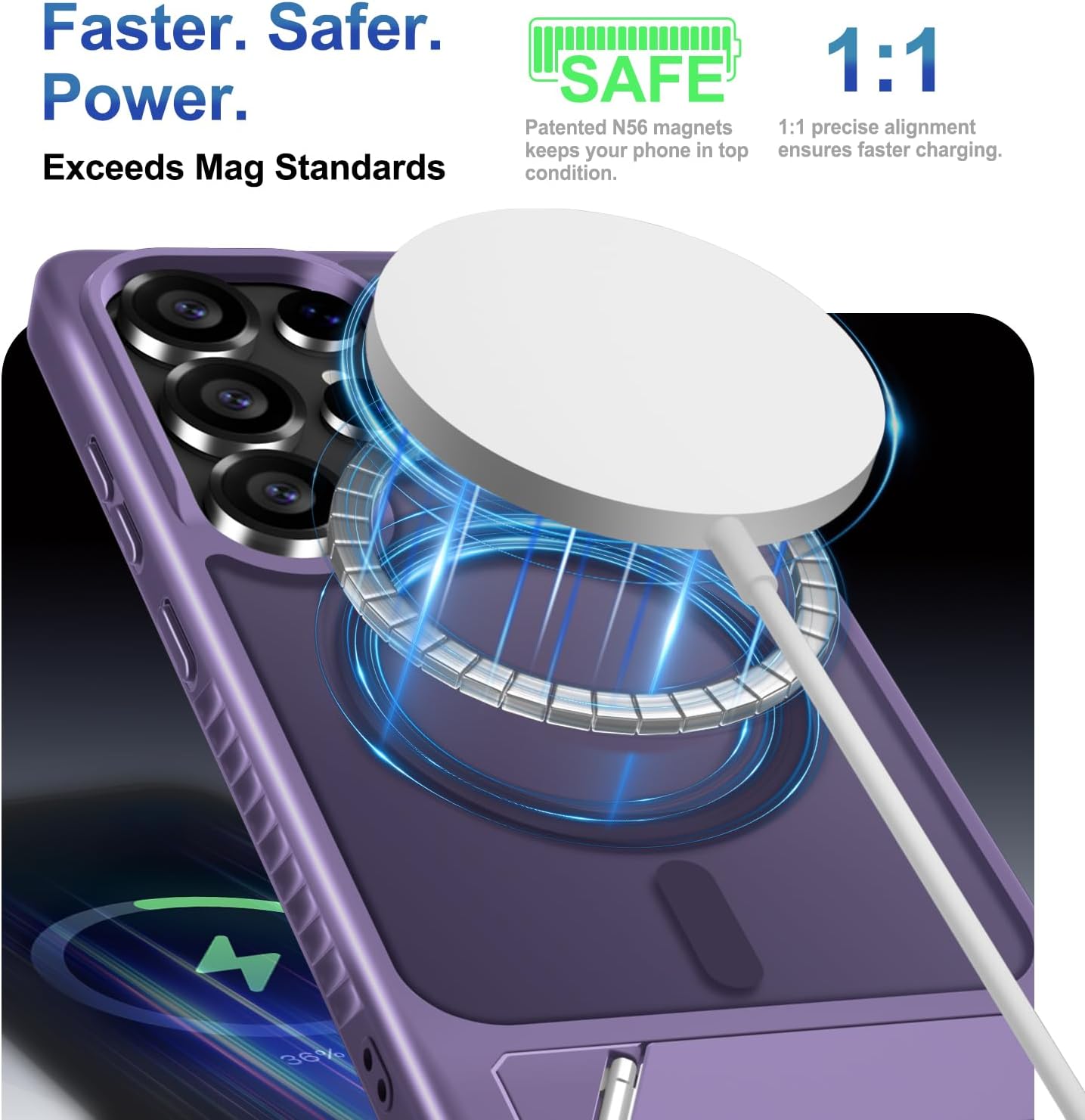 for Samsung Galaxy S25 Ultra Case with Screen Protector+Lanyard Wrist Strap,Magnetic Translucent Matte Rugged Slim Phone Cover Built in Invisible Kickstand [Fit for MagSafe],2025 Purple - Image 3