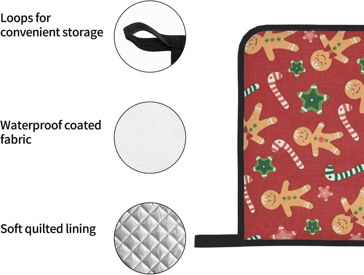 Christmas Candy Gingerbread Oven Mitts and Pot Holders Sets Winter Xmas Heat Resistant Non-Slip Kitchen Potholder Oven Gloves for Baking Cooking Grilling BBQ Mittens Kitchen Decor and Accessories Gift