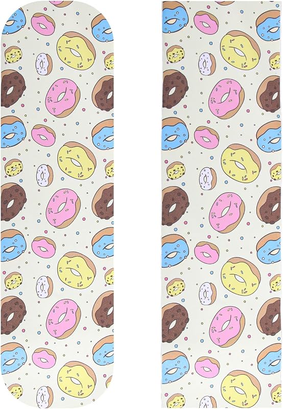 ZUEXT 9" x 33" Donut Skateboard Grip Tape 2 Pack (23x84cm) | Bubble Free, Waterproof, Griptape for Scooter Longboard Rollerboard, Non Slip Sandpaper for Stairs Pedal Wheelchair Steps